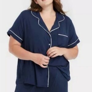 Stars Above sateen Women's Dark Blue Pajama Set